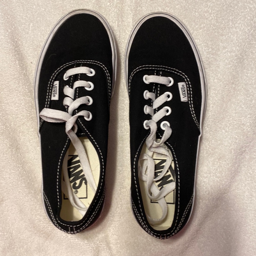 Vans black platform tennis shoes, gently worn